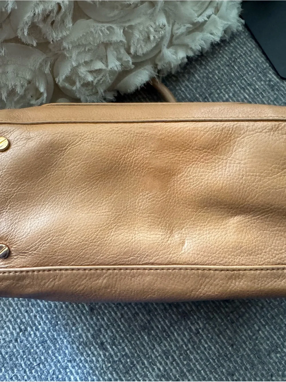 Tory Burch Amanda Mini Satchel Tan Camel Leather Gold Logo Handbag